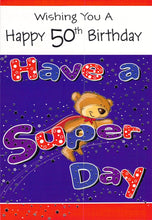 Load image into Gallery viewer, 50th Birthday - Age 50 - Supernbear - Greeting Card - Free Postage
