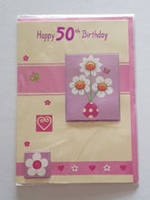 Load image into Gallery viewer, 50 Birthday - Age With Flowers  - Greeting Card - Free Postage
