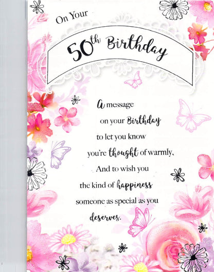 50th Birthday - Age 50 - Greeting Card - Free Postage