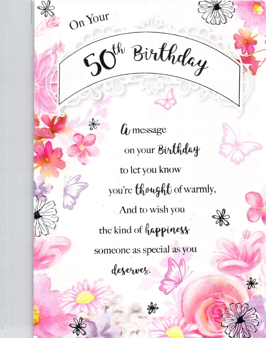 50th Birthday - Age 50 - Greeting Card - Free Postage