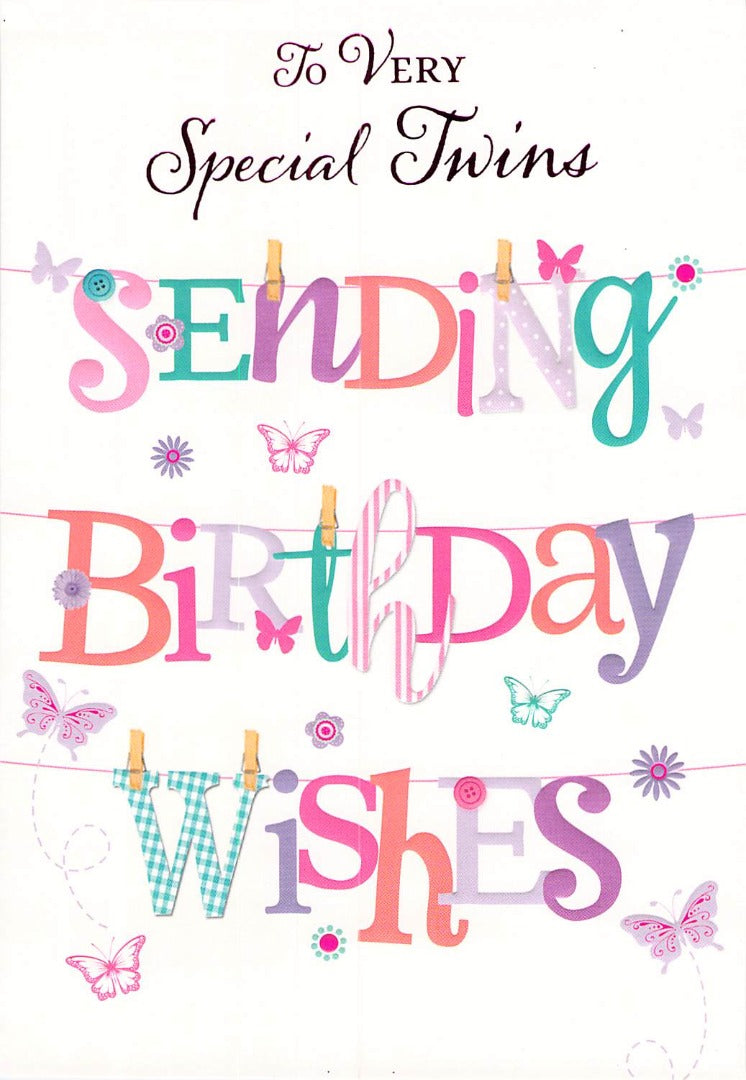 Twins Birthday - Greeting Card - Free Postage