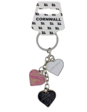 Cornish Keyring - Hearts - Souvenir Gift - Free Postage
