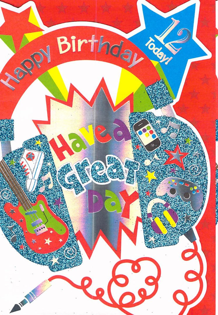 12th Birthday - Age 12 - Greeting Card - Multibuy
