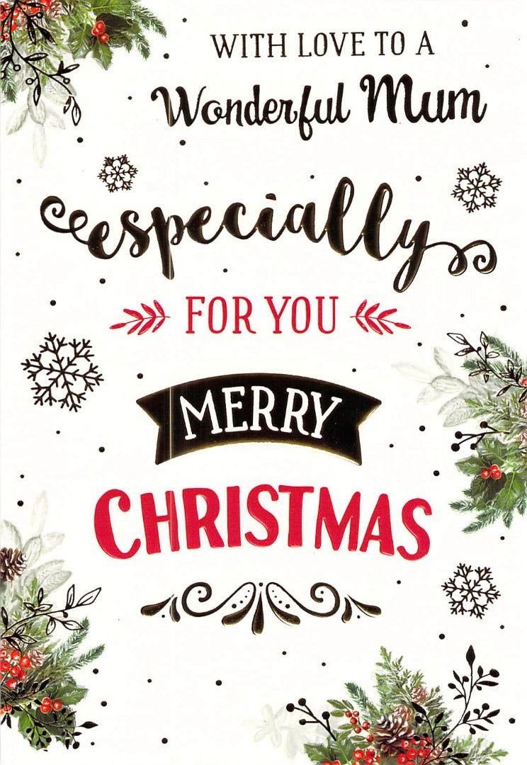 To A Wonderful Mum - Christmas  - Greeting Card - Free Postage