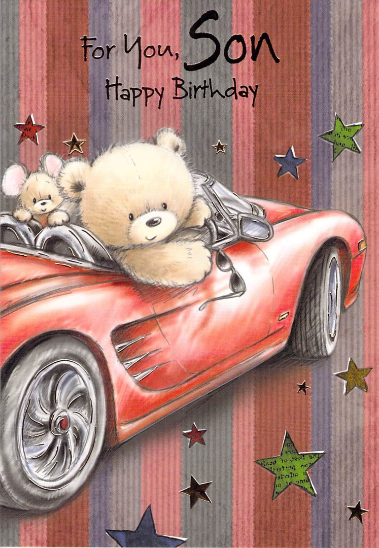 Birthday - Son - Car - Greeting Card - Free Postage