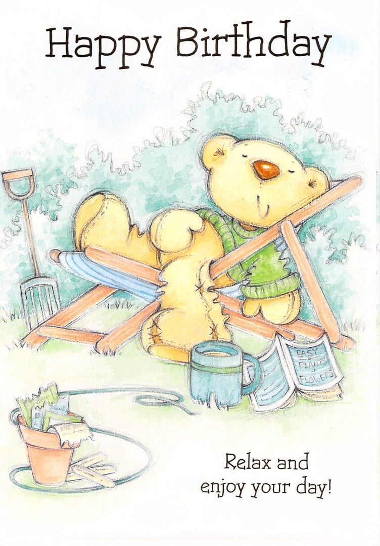Birthday - General Birthday - Bear / Gardening - Greeting Card - Free Postage