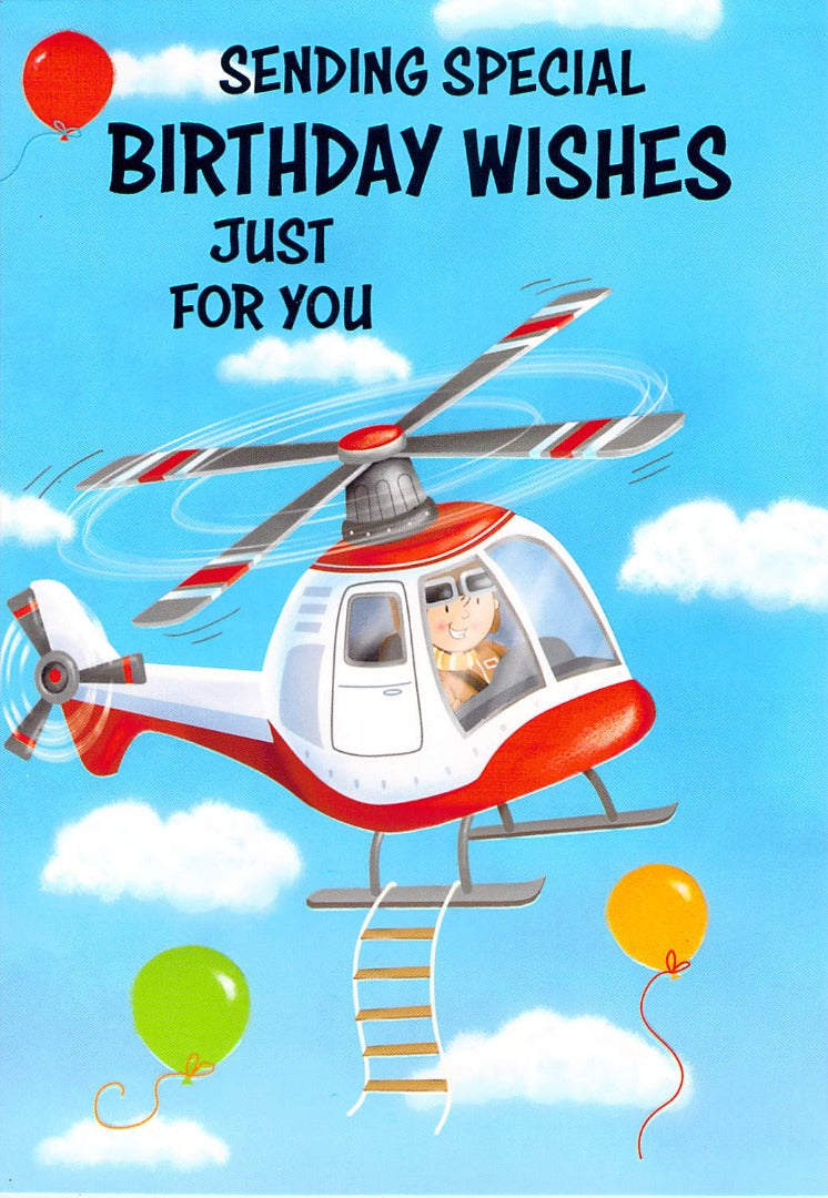 Birthday - General / Open - Helicopter - Greeting Card - Free Postage