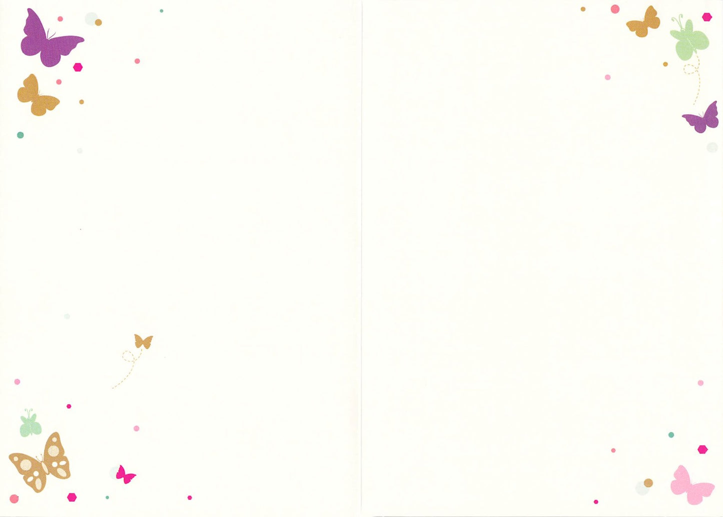 Blank - Gold Foil / Pink Butterflies - Greeting Card - Free Postage