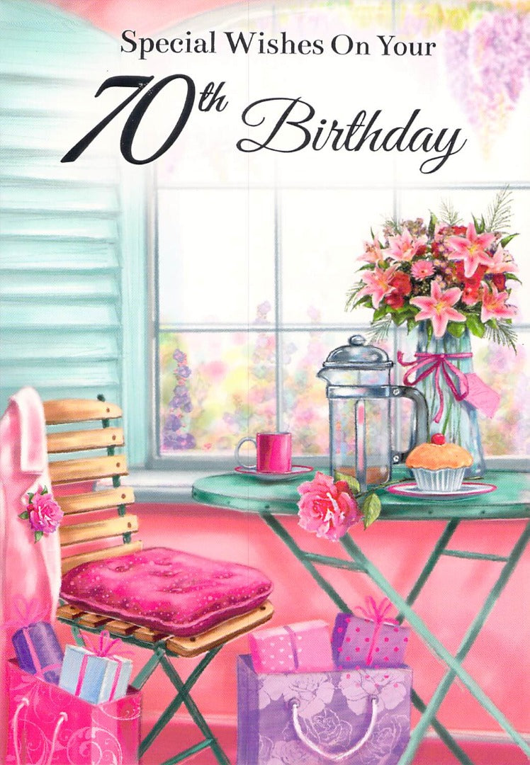 70th Birthday - Age 70 - Coffee - Greeting Card