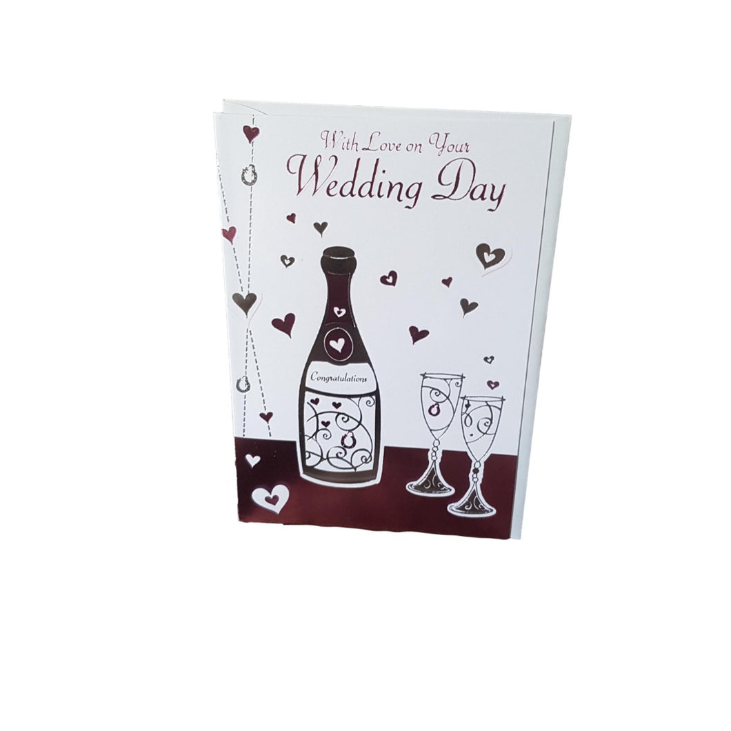 Wedding Day - Purple Foil - Champagne - Greeting Card