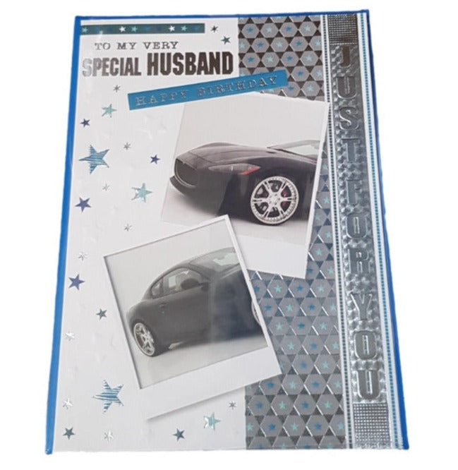 Birthday - Husband  - Cars -  Greeting Card - Multibuy