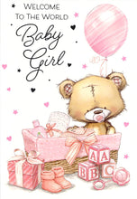 Load image into Gallery viewer, Birth - Baby Girl  - Welcome To World -  Greeting Card
