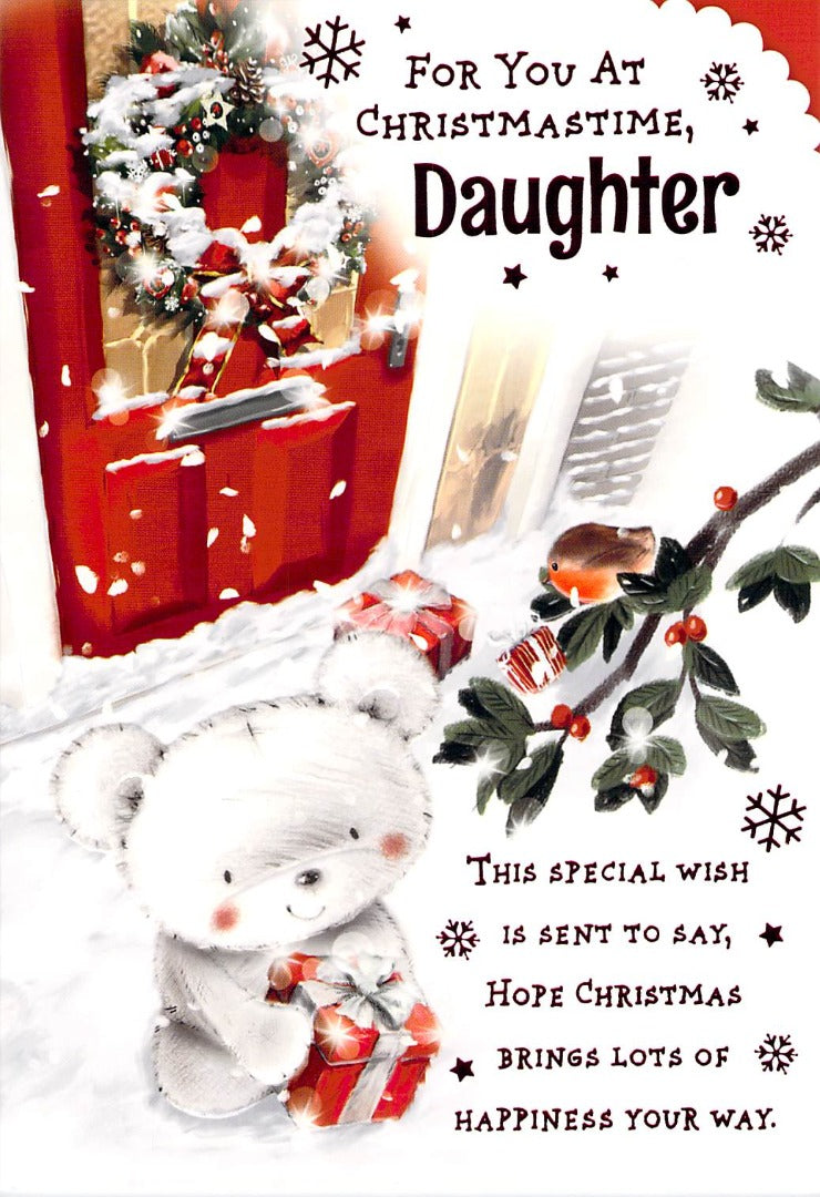Christmas - Daughter - Door / Robin -  Greeting Card