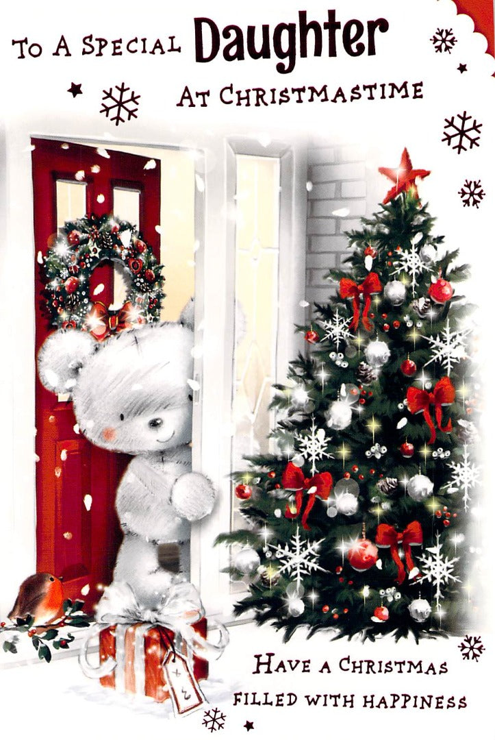 Christmas - Daughter - Door / Tree -  Greeting Card