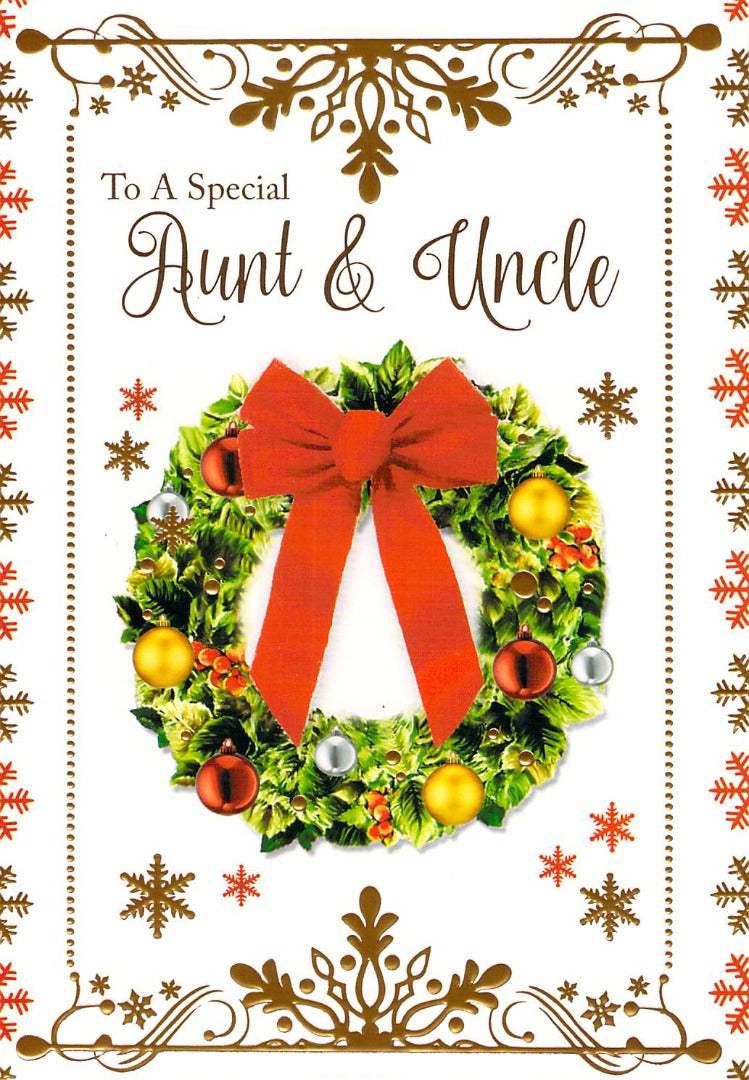 Christmas - Aunt / Uncle - Wreath -  Greeting Card