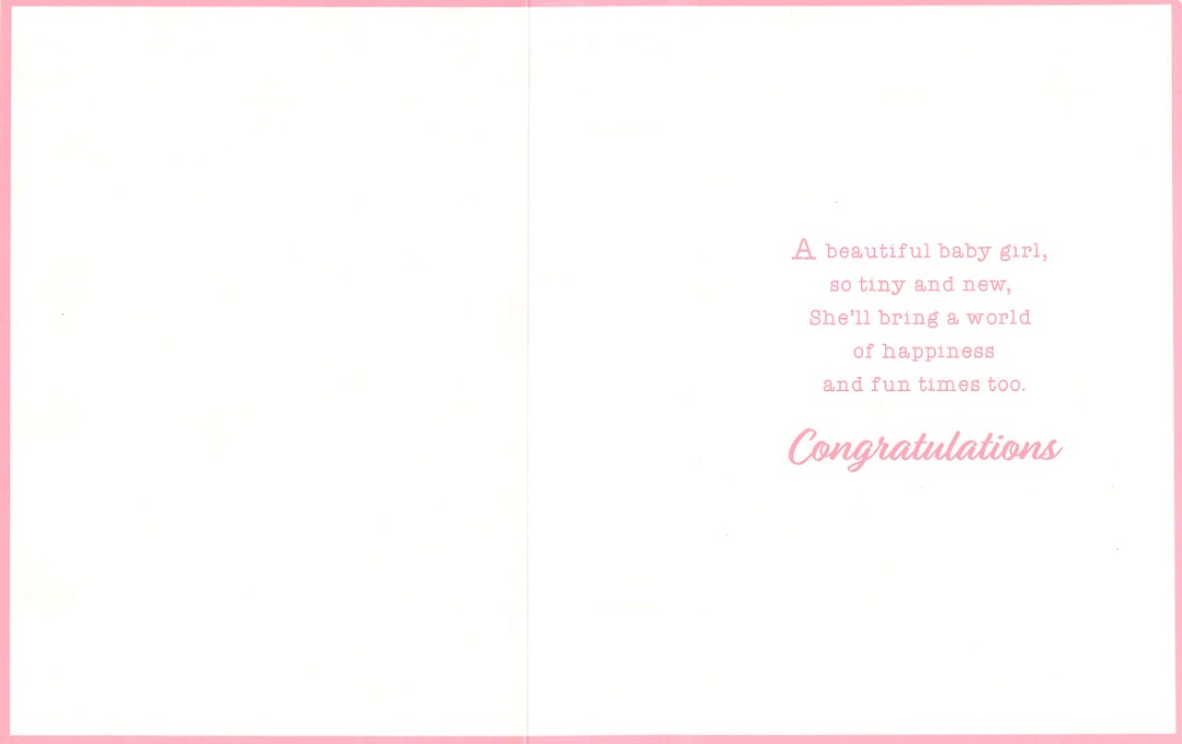 Birth - Granddaughter - Its A Girl -  Greeting Card