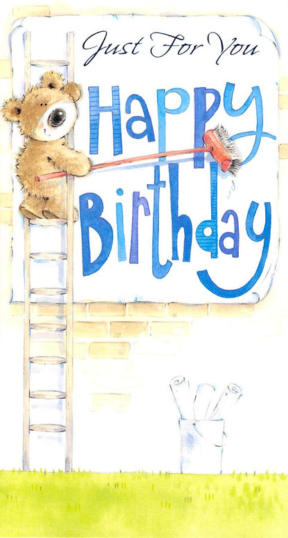 Birthday - Friend / General - Bear / Poster - Happy Birthday - Blue -  Greeting Card