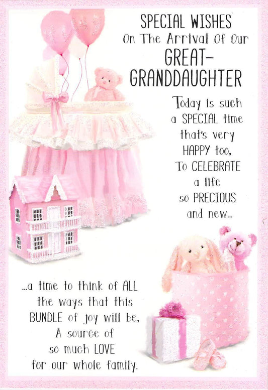 Birth - Great Granddaughter - Greeting Card - Free Postage