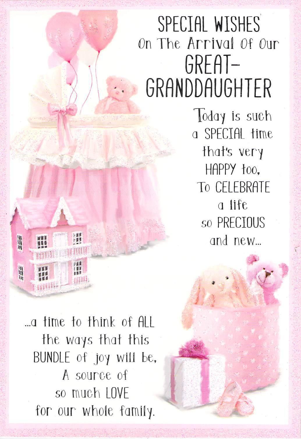 Birth - Great Granddaughter - Greeting Card - Free Postage