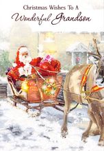 Load image into Gallery viewer, Christmas - Grandson - Santa Sleigh -  Greeting Card
