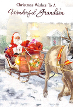 Load image into Gallery viewer, Christmas - Wonderful Grandson - Santa Sleigh -  Greeting Card
