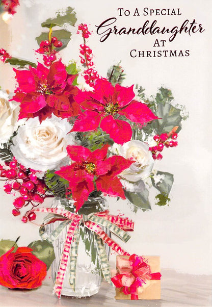 Christmas - Special Granddaughter - Flowers -  Greeting Card