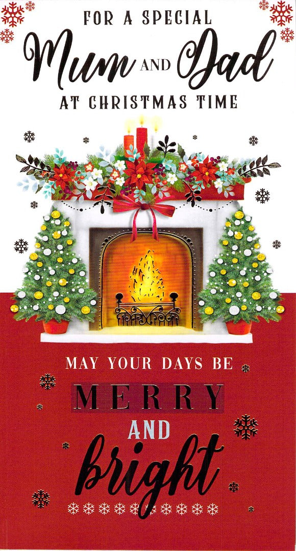 Christmas - Mum & Dad - Fire - Greeting Card