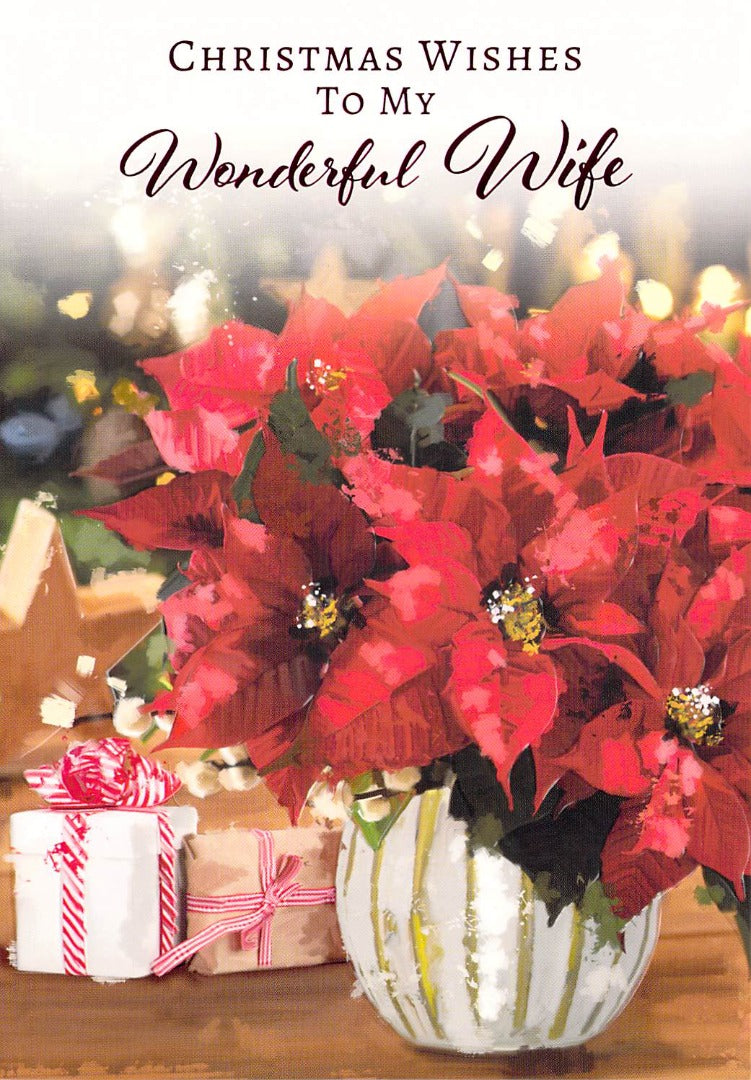 Christmas - Wife - Flowers - Greeting Card