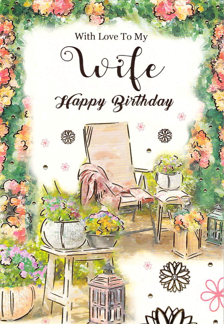 Wife - Birthday - Greeting Card - wrapped