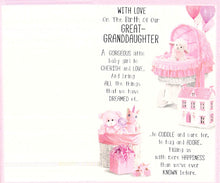 Load image into Gallery viewer, Birth - Great Granddaughter - Greeting Card
