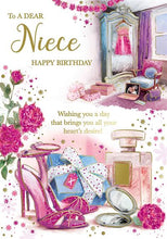 Load image into Gallery viewer, Niece  - Birthday - Shoes / Glitter- Greeting Card - wrapped
