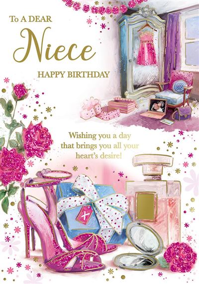 Niece  - Birthday - Shoes / Glitter- Greeting Card - wrapped