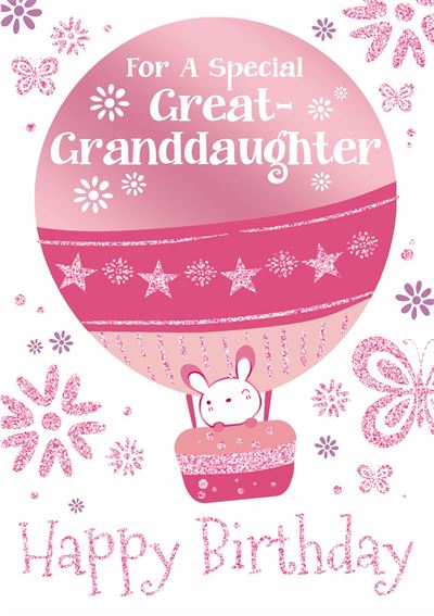 Great Granddaughter - Birthday - Pink Balloon - Greeting Card