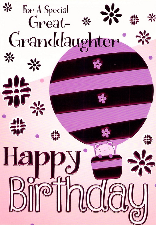 This Great Granddaughter Birthday - Pink - Pink Foil - Greeting Card is a Greeting Card priced at £ 1.50 from Made To Be Treasured range. Produced by Generic for excellent quality