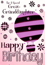 Load image into Gallery viewer, Great Granddaughter  Birthday - Pink  - Pink Foil - Greeting Card
