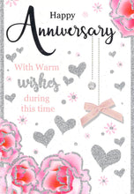 Load image into Gallery viewer, Happy Anniversary  - Pink / Silver Glitter  - Silver  Foil - Greeting Card
