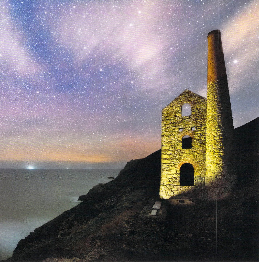 Cornwall Engine House Greeting Card - Blank - Night time at Wheal Coates St Agnes