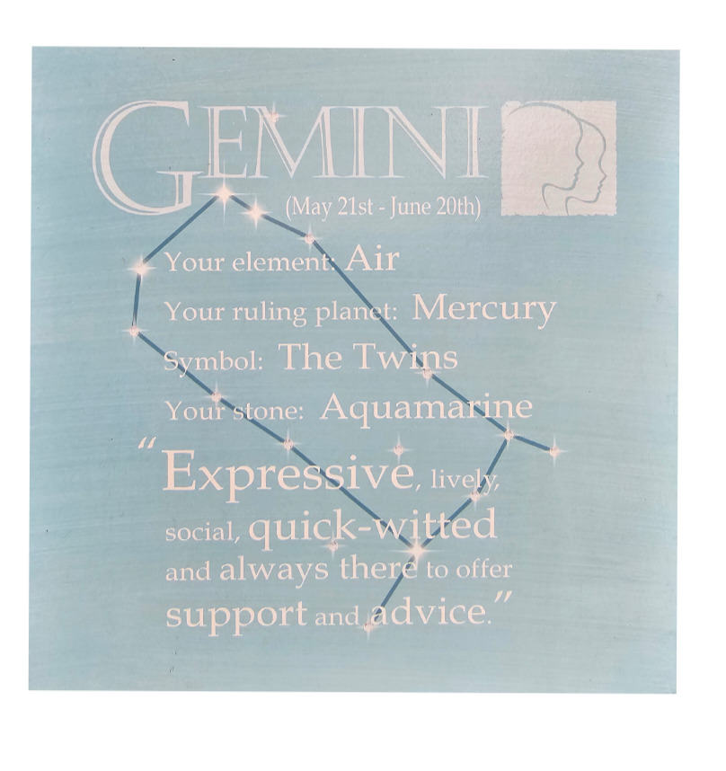 Gemini - Written In The Stars - Wall Art - Gift Idea