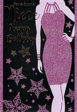 Load image into Gallery viewer, Niece  - Birthday - Black / Purple Glitter - Greeting Card
