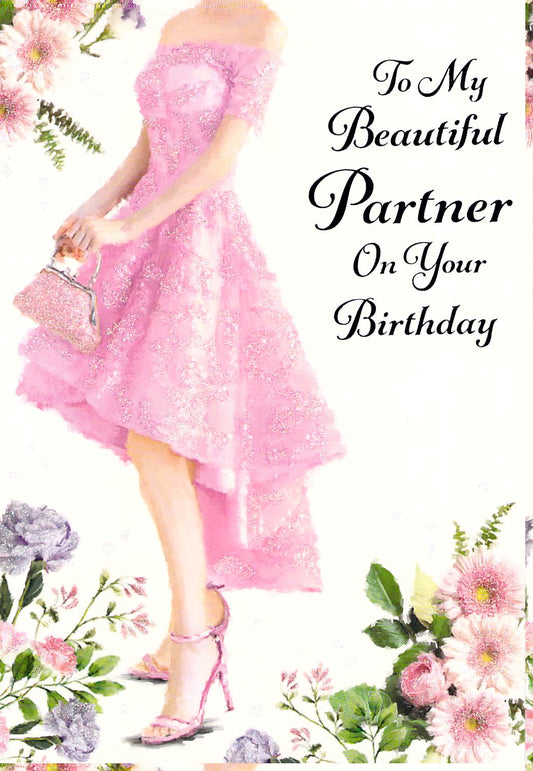 This Beautiful Partner Birthday Card - Pink Sparkly Dress Design - Luxury Greeting Card is a Greeting Card priced at £ 2.29 from Made To Be Treasured range. Produced by Generic for excellent quality