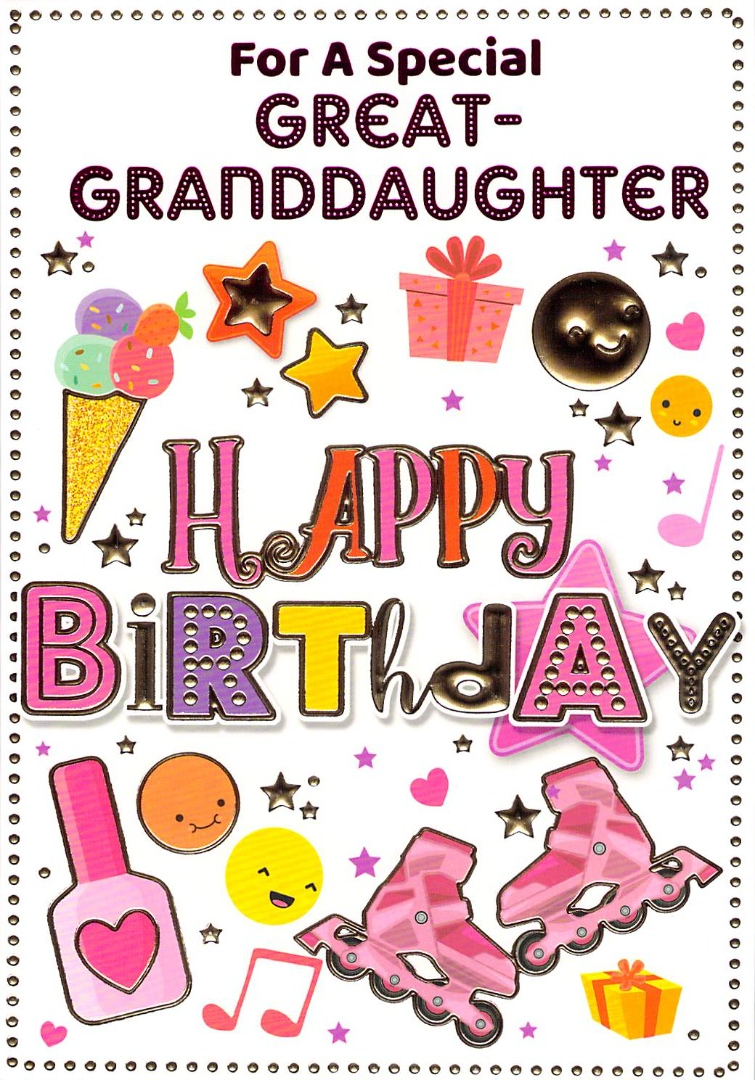 Great Granddaughter - Birthday - Stars / Ice Cream - Greeting Card
