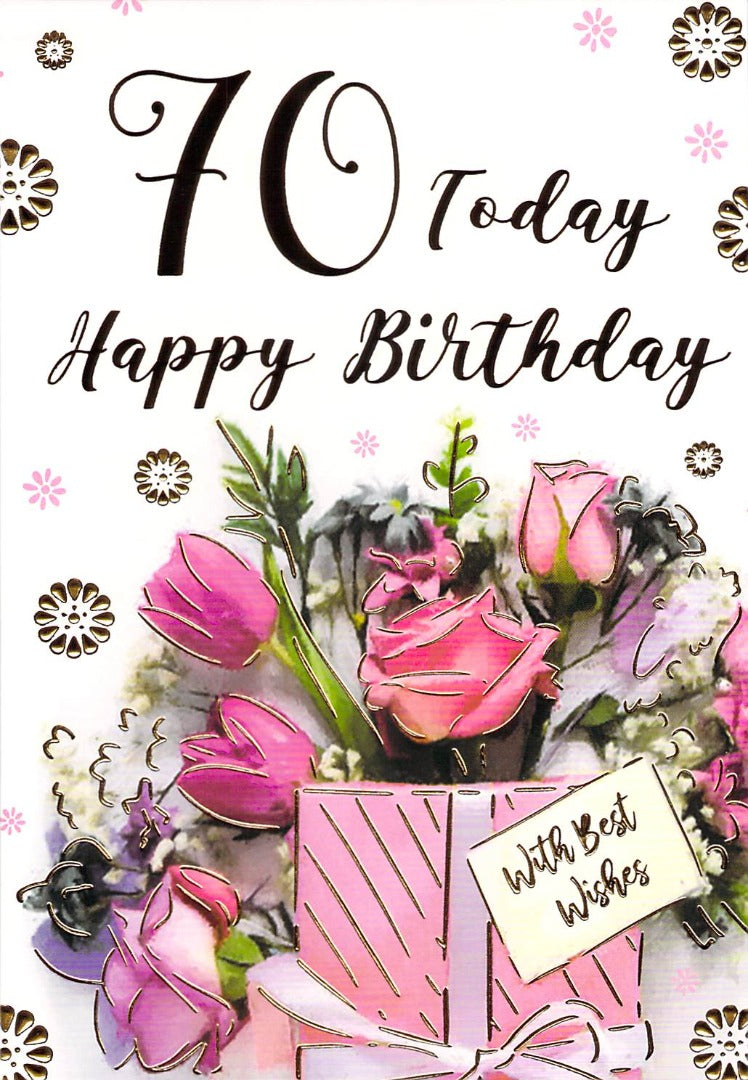 70th - Birthday - Flowers - Greeting Card