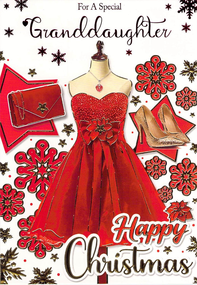 Granddaughter - Christmas - Dress/Shoes Presents - Greeting Card