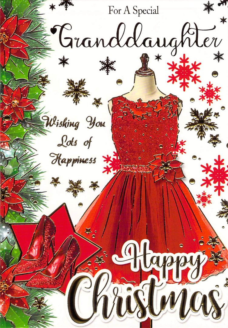 Granddaughter - Christmas - Dress/Shoes Presents - Greeting Card