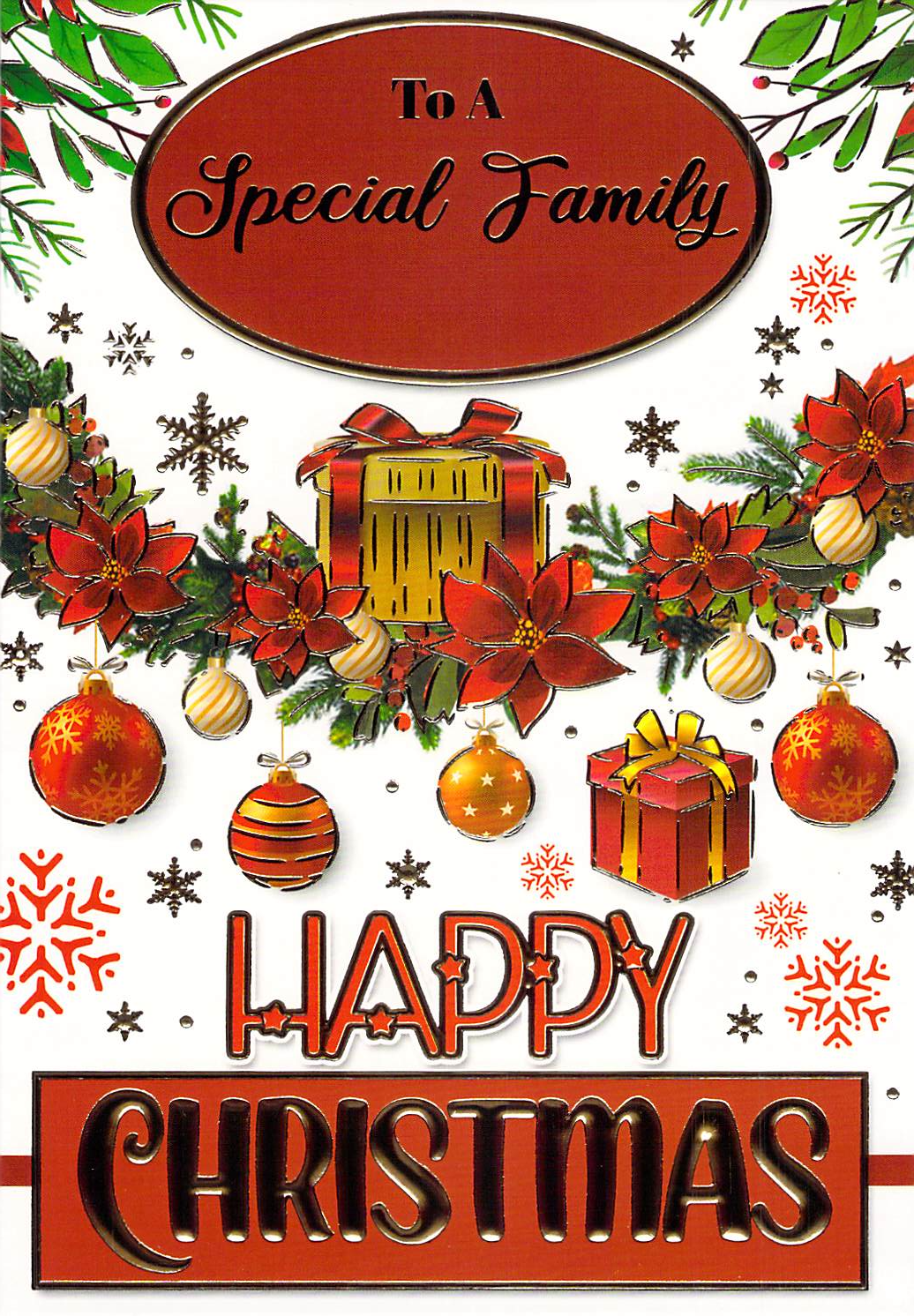 Family - Christmas - Baubles/Presents - Greeting Card