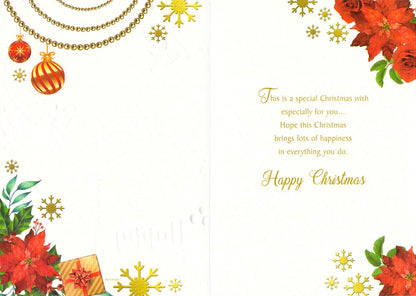 Daughter - Christmas - Flowers/foiled - Greeting Card