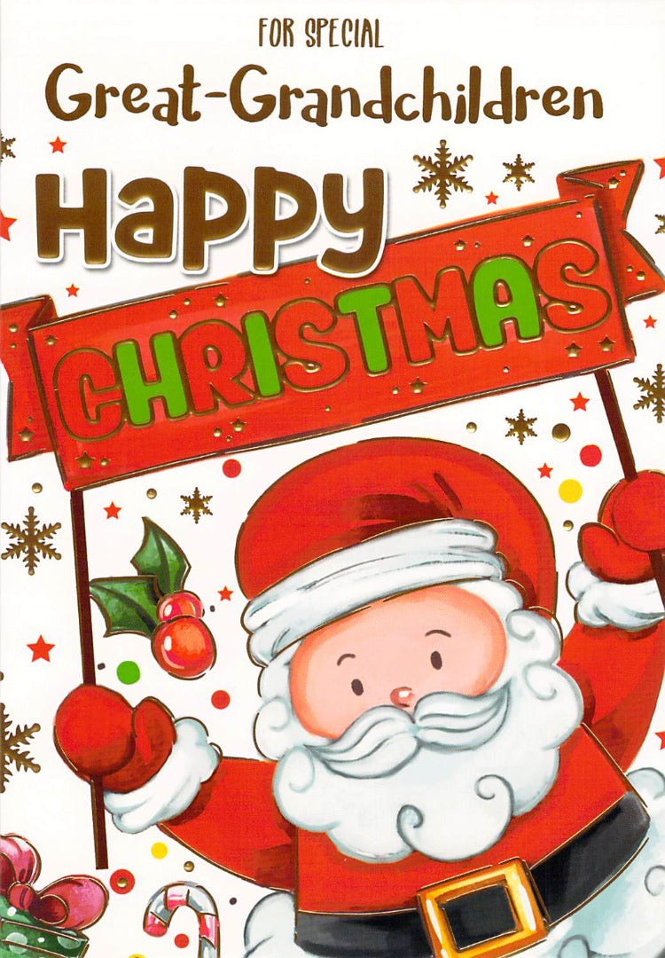 Great Grandchildren - Christmas - Santa - Greeting Card