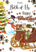 Load image into Gallery viewer, From Both Of Us - Christmas -Snowman / Sleigh - Greeting Card
