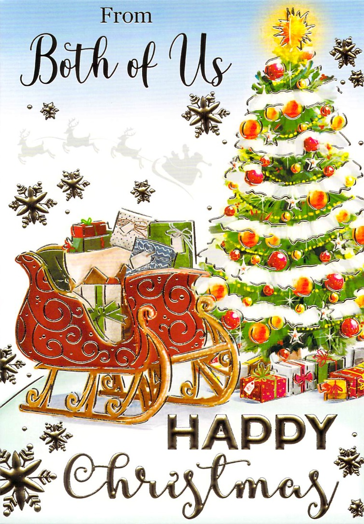 From Both Of Us  - Christmas - Sleigh / Tree- Greeting Card