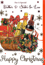 Load image into Gallery viewer, Brother &amp; Sister In Law  - Christmas - Hamper / Wine - Greeting Card
